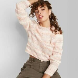 Wild Fable Sweater Pink Striped Crop New M